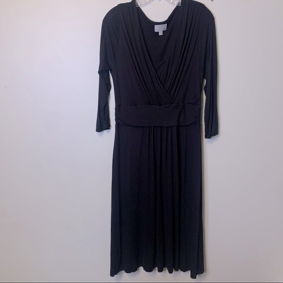 Pure Collection Dresses & Skirts - PURE COLLECTION Black Jersey Faux Wrap Midi Dress